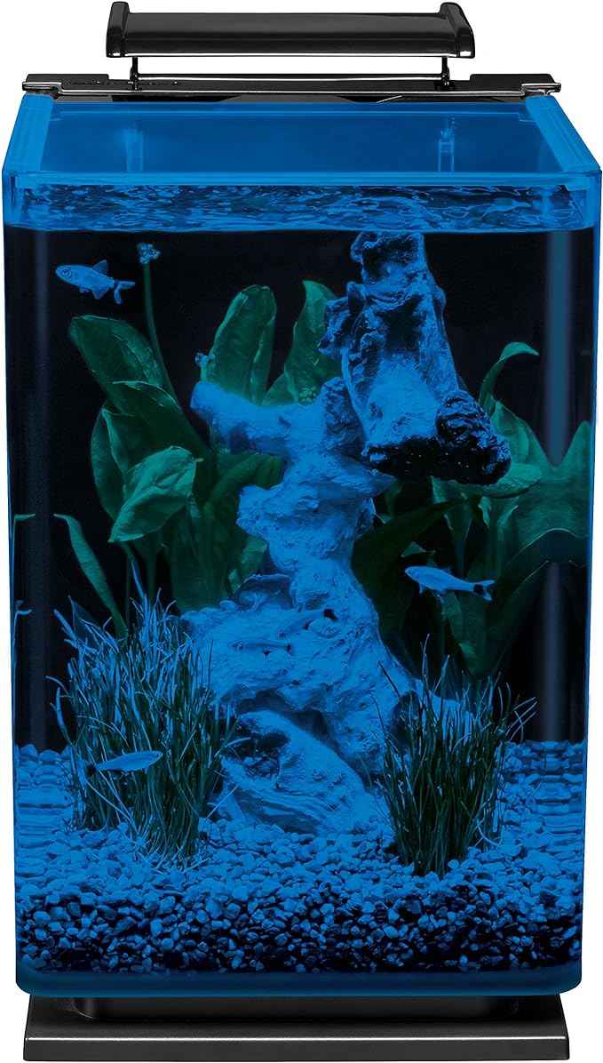Marineland Portrait Glass LED Aquarium Kit, 5 Gallons, Hidden Filtration,Black