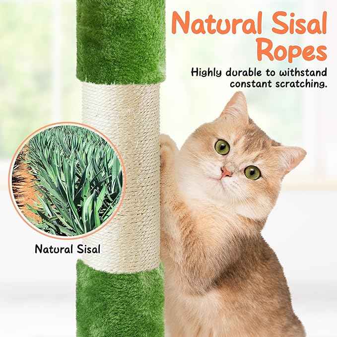 Yaheetech 62in Cat Tree Cat Tower for Indoor Kittens, Pet Furniture w/Double Condo, Scratching Posts, Multiple Platforms and Balls for Kitty, Green