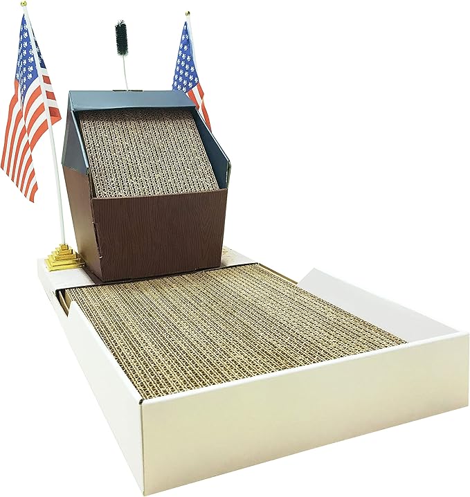 LA LA CAT Funny Presidential Podium Cat Scratcher/Sturdy Cardboard Cat Scratcher/Grooming Brush &Silvervine/for Indoor Cats/Childless Cat Lady's Purrfect Companion/2024 Election *Original Design*