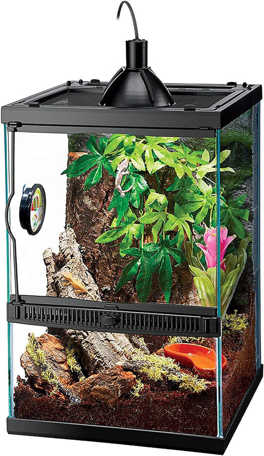 Zilla 11 Gallon Glass Tropical Vertical Habitat Starter Kit for Small Tree Dwelling Reptiles & Amphibians - FurryFun