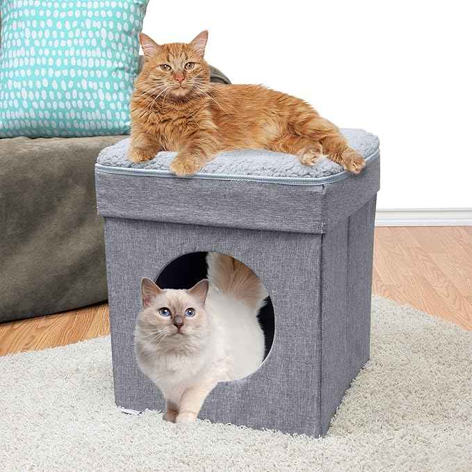 Kitty City Indoor Cat Cube Furniture, Gray Cube