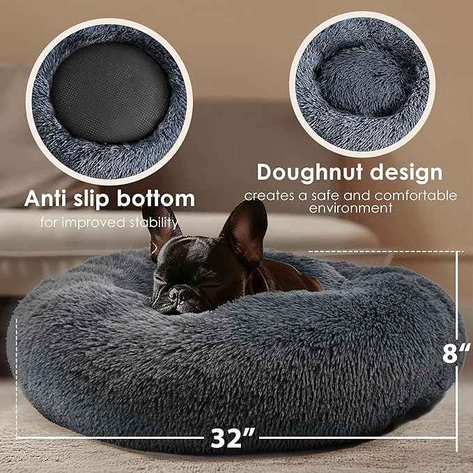 Dog Beds Large Sized Dog and Cats, 32in Pet Beds for Large Pet, Washable Indestructible Extra Large (Dark Grey)