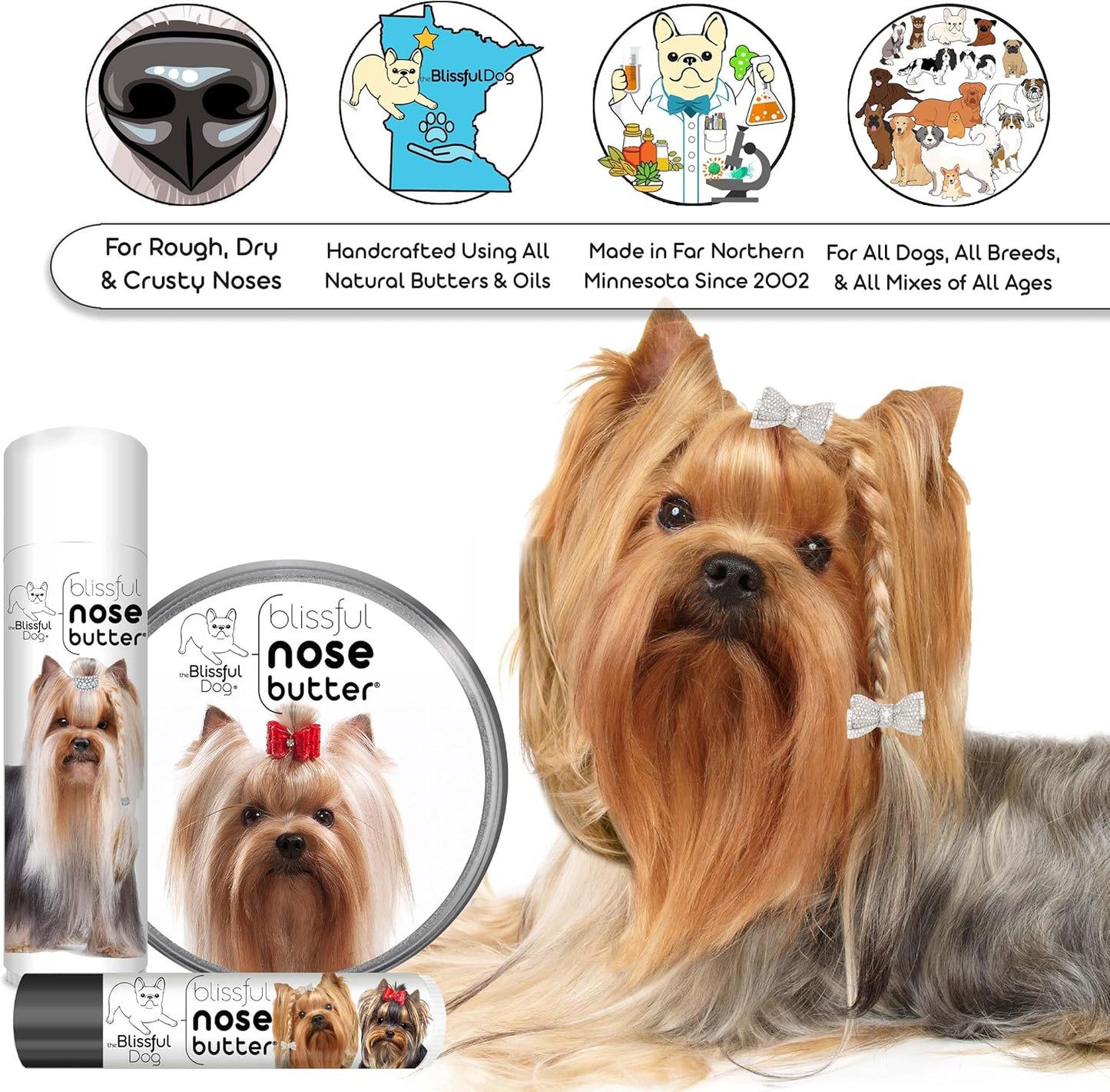 The Blissful Dog Yorkshire Terrier Unscented Nose Butter, 16oz