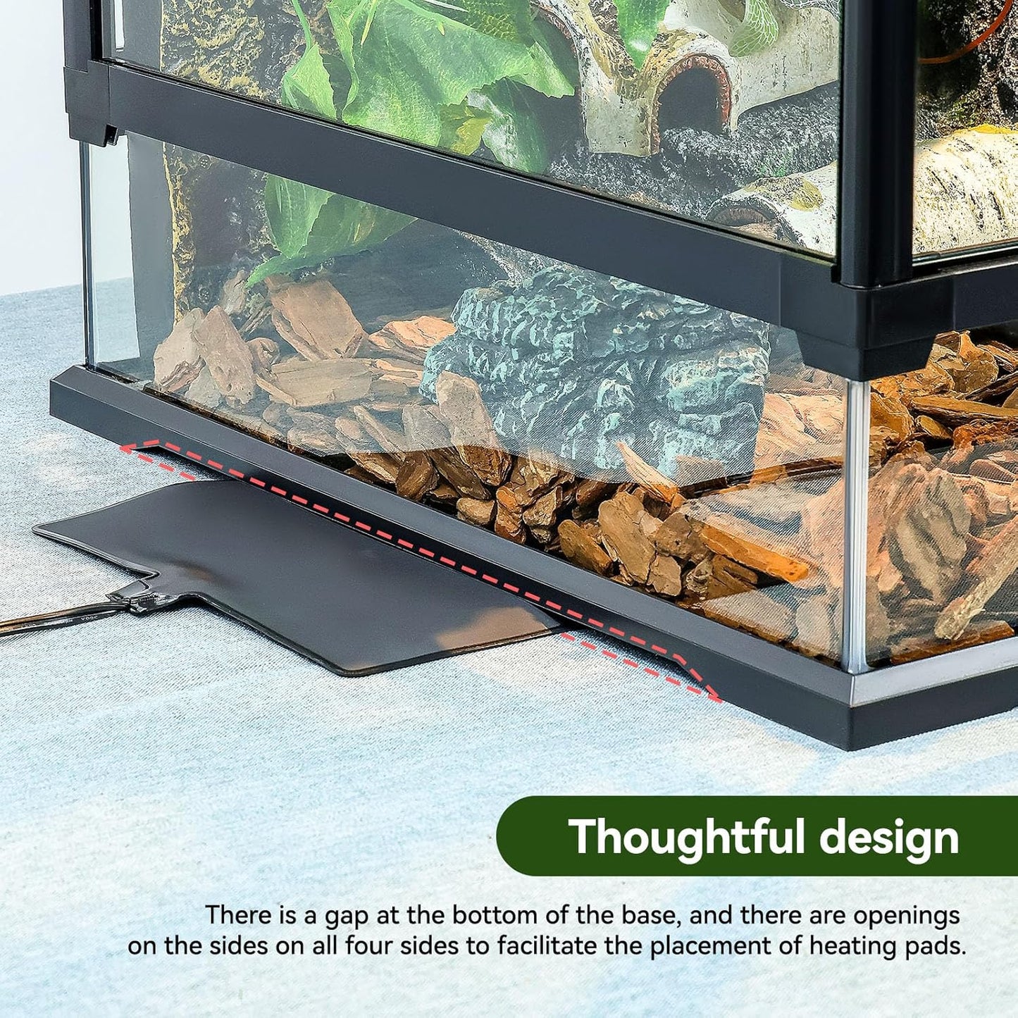 18x12x12 12 Gallon Glass Reptile Tank Front Opening Terrarium Suitable for Leopard Geckos, Snakes Tree Frogs Chameleons Watertight Base, Ventilated Metal Mesh Top, Pre-Drilled Cable Holes - FurryFun