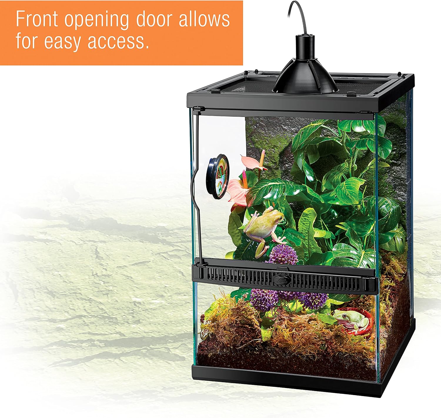 Zilla 11 Gallon Glass Tropical Vertical Habitat Starter Kit for Small Tree Dwelling Reptiles & Amphibians - FurryFun