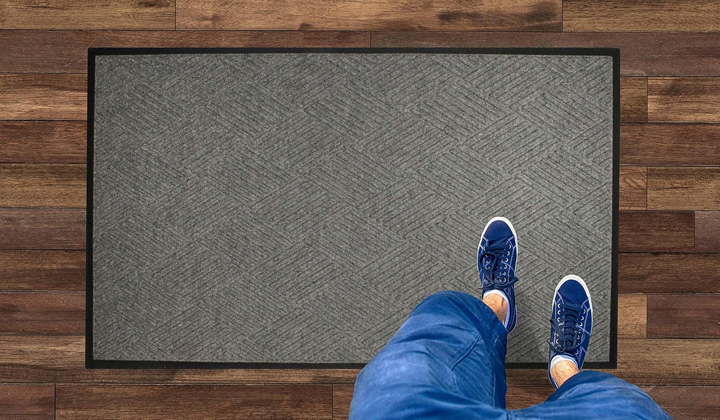 M+A Matting WaterHog Diamond | Commercial-Grade Entrance Mat with Rubber Border – Indoor/Outdoor, Quick Drying, Stain Resistant Door Mat (Charcoal, 6' x 8')