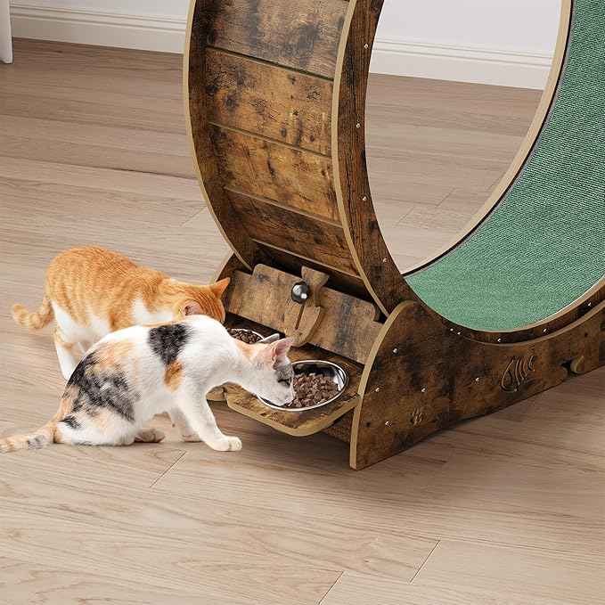 55" Multi-Cat Exercise Wheel with 3-Level Jumper & Scratching Pad - Silent TPE Spinner Activity Center with Rest Area to Prevent Boredom and Obesity in Indoor Cats