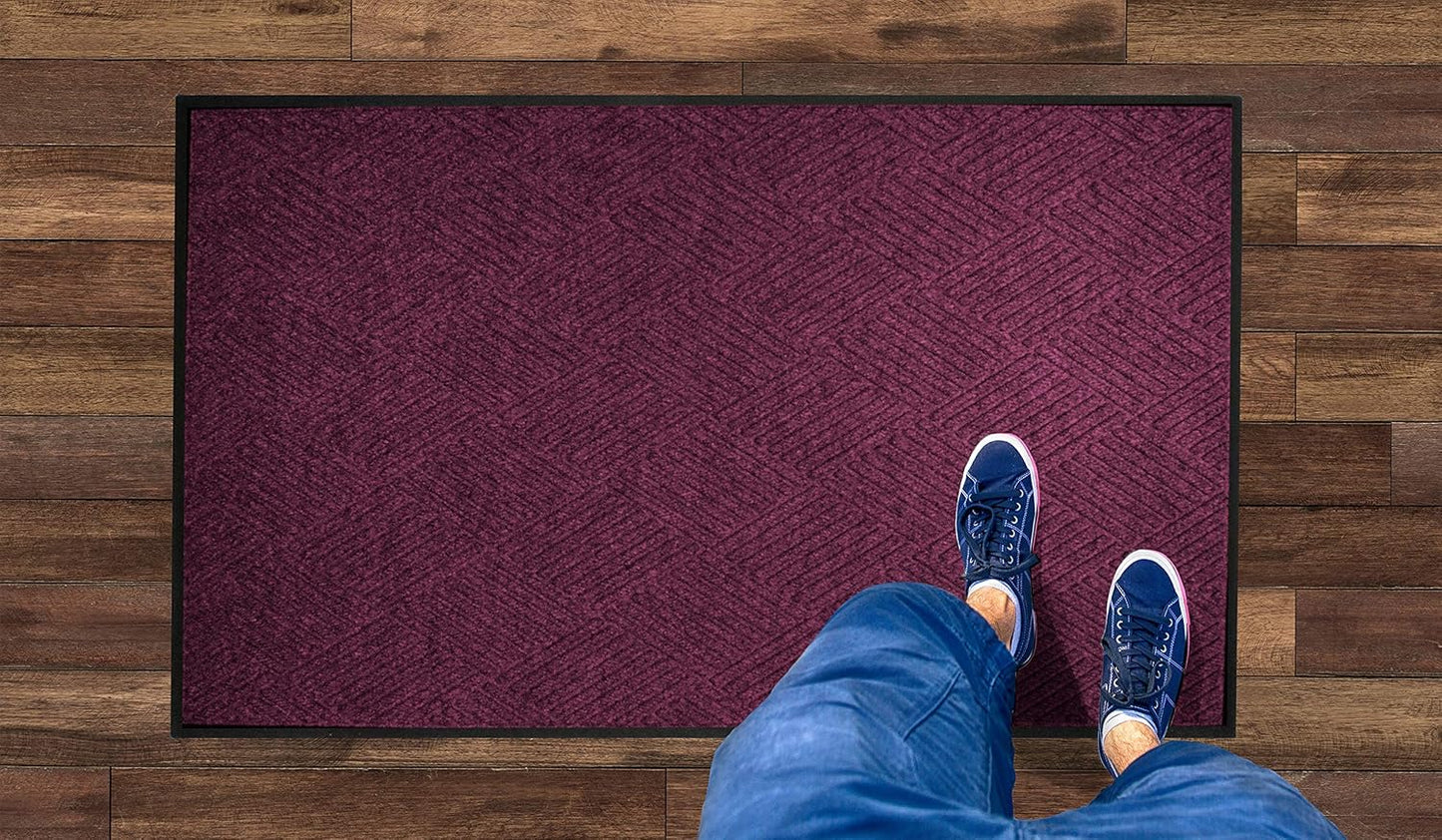 WaterHog Diamond-Pattern Commercial Grade Entrance Mat, Indoor/Outdoor Floor Mat 3' Length x 2' Width, Bordeaux by M+A Matting