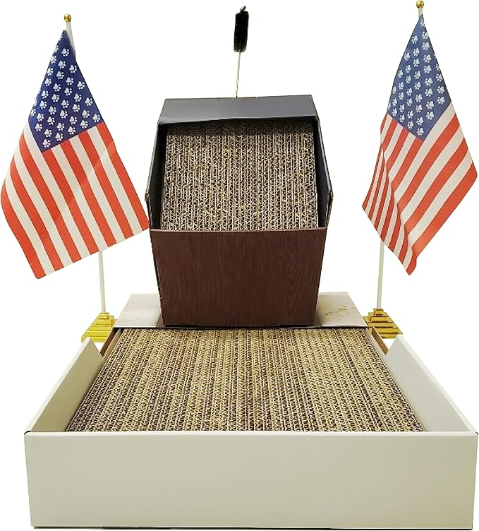 LA LA CAT Funny Presidential Podium Cat Scratcher/Sturdy Cardboard Cat Scratcher/Grooming Brush &Silvervine/for Indoor Cats/Childless Cat Lady's Purrfect Companion/2024 Election *Original Design*
