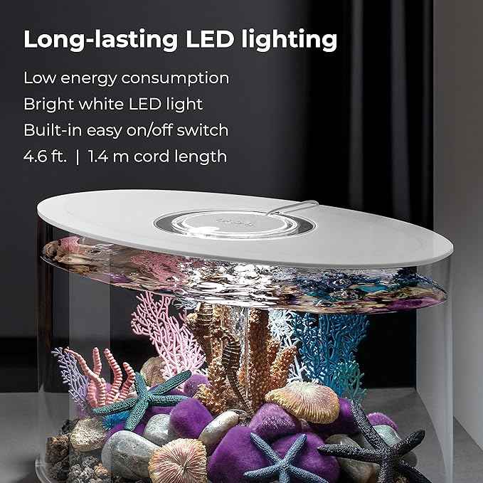 biOrb Loop 15 Acrylic 4-Gallon Aquarium with White LED Lights Modern Compact Tank for Tabletop or Desktop Display, White-Trimmed Tank