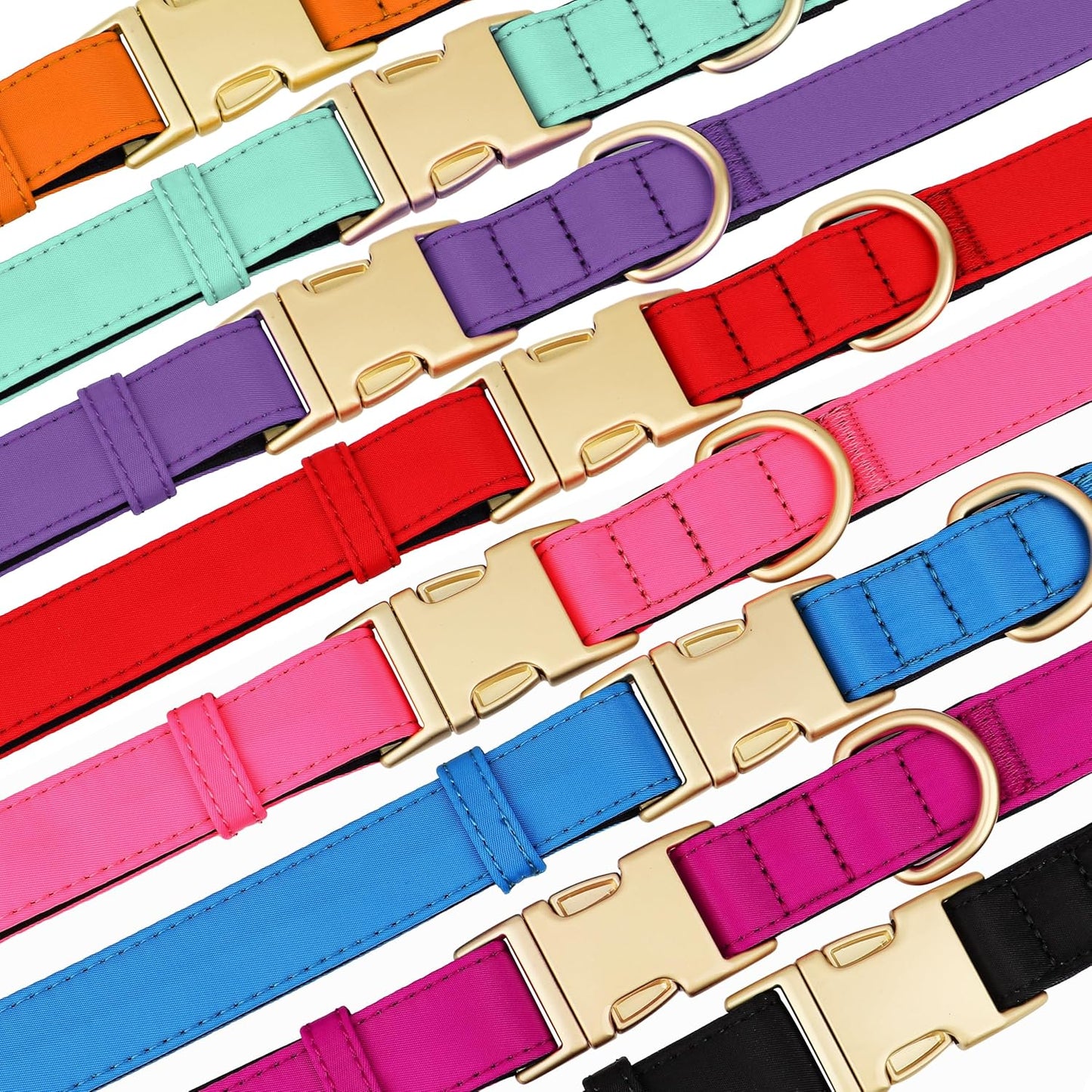 Didog Soft Padded Dog Collar for Large Dogs, Colorful and Durable Pet Collar with Quick Release Buckle, Light and Breathable for Daily Walking, Red, L