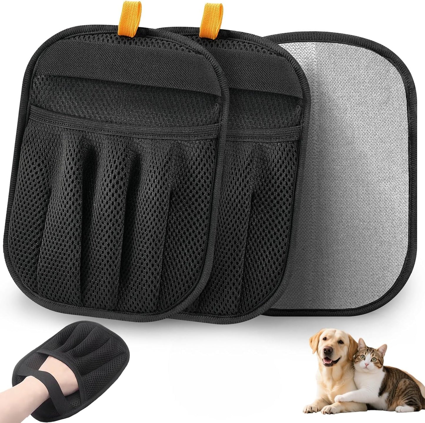 2Pcs Pet Hair Removal Glove for Cats & Dogs, 2025 Newly Upgraded Five-Finger Electrostatic Pet Hair Gloves, Reusable Pet Hair Remover Tool for Couch, Clothing, Car Seat,Carpet